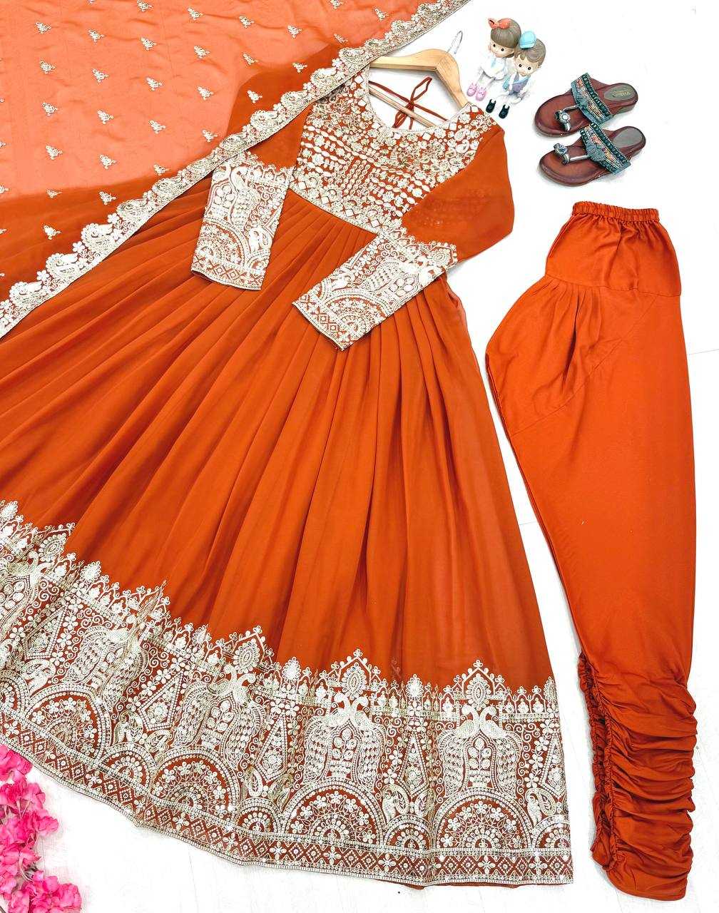 Ynf Faux Georgette KESH141 1137 Gowns Wholesale Embroidery Gowns Georgette Gown Wedding Gown Manufacturer