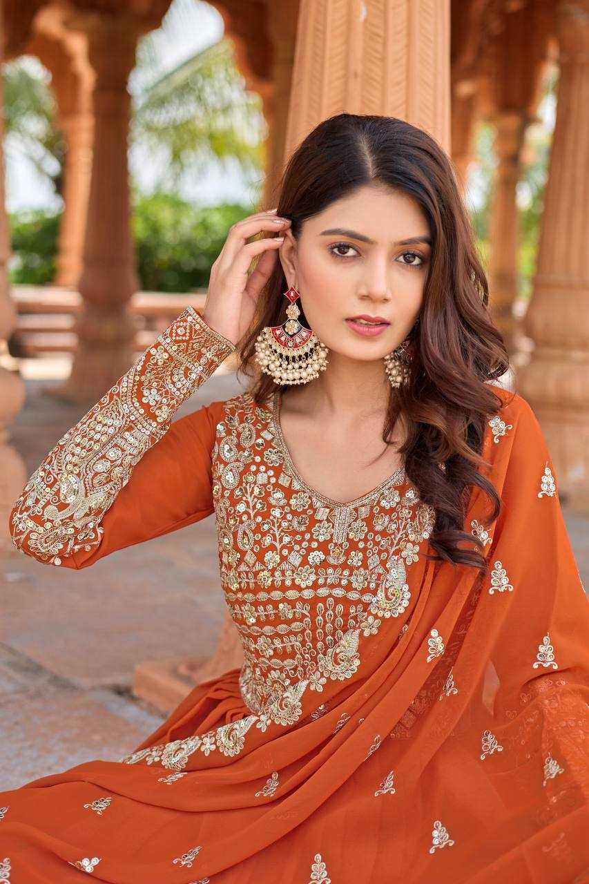 Ynf Faux Georgette KESH141 1137 Gowns Wholesale Embroidery Gowns Georgette Gown Wedding Gown Manufacturer
