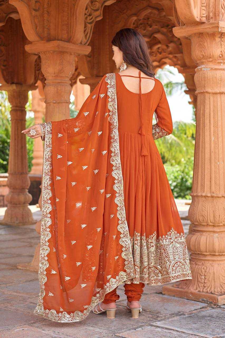 Ynf Faux Georgette KESH141 1137 Gowns Wholesale Embroidery Gowns Georgette Gown Wedding Gown Manufacturer