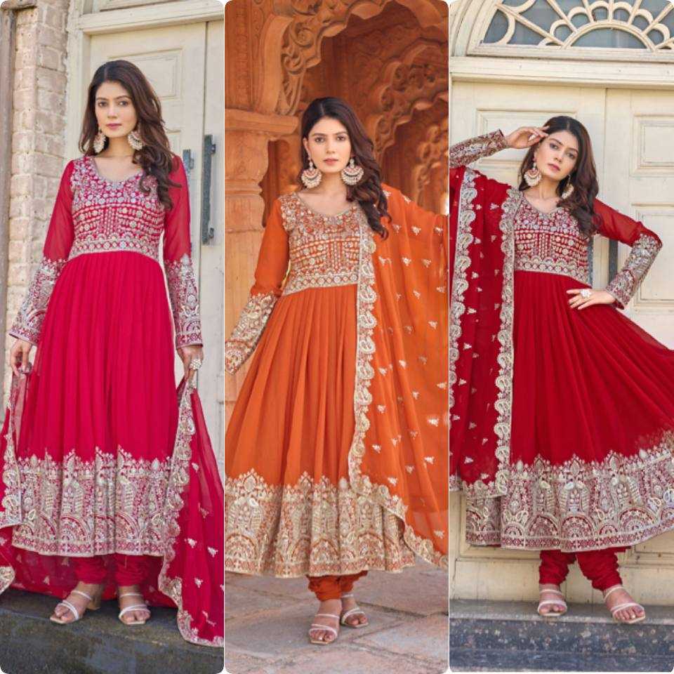 Ynf Faux Georgette KESH141 1137 Gowns Wholesale Embroidery Gowns Georgette Gown Wedding Gown Manufacturer
