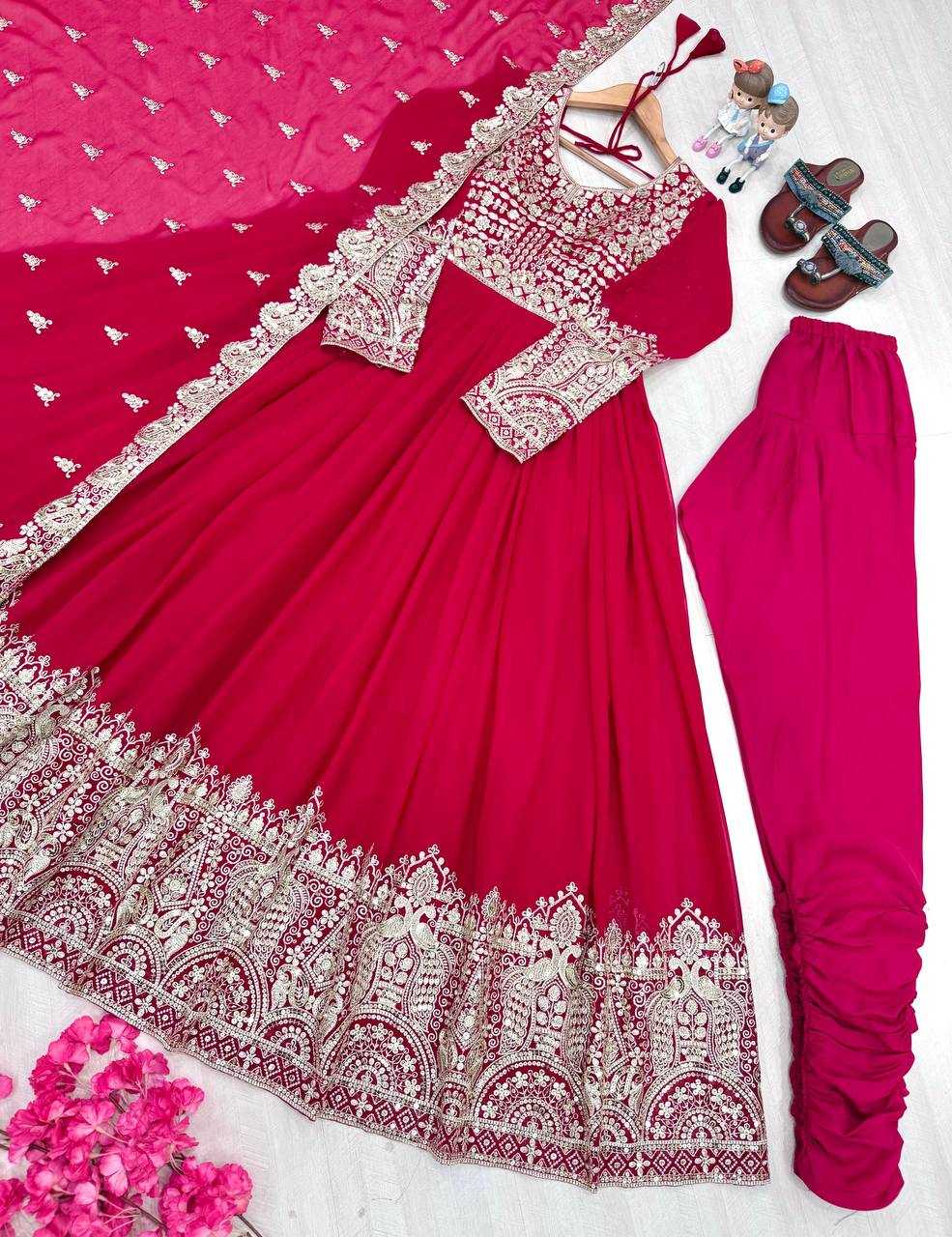 Ynf Faux Georgette KESH141 1137 Gowns Wholesale Embroidery Gowns Georgette Gown Wedding Gown Manufacturer