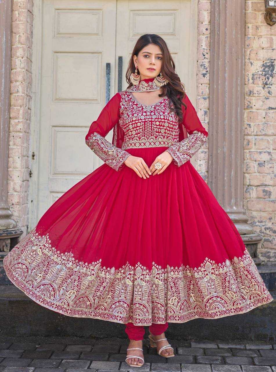 Ynf Faux Georgette KESH141 1137 Gowns Wholesale Embroidery Gowns Georgette Gown Wedding Gown Manufacturer