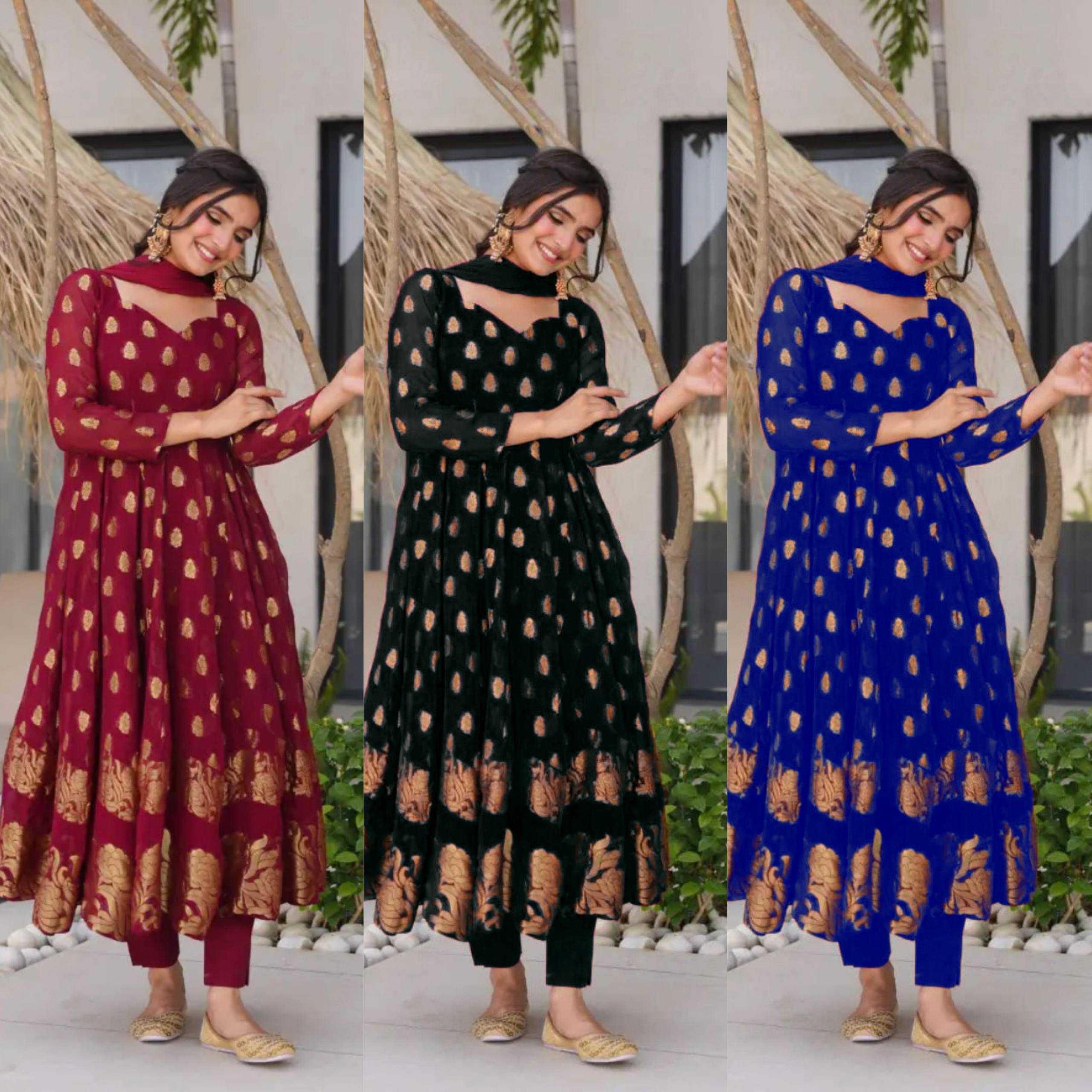 Ynf Faux Georgette KESH523 299 Gowns Wholesale Embroidery Gowns Party Wear Gowns Designer Gowns Manufacturer