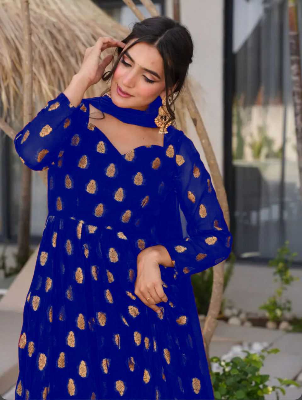 Ynf Faux Georgette KESH523 299 Gowns Wholesale Embroidery Gowns Party Wear Gowns Designer Gowns Manufacturer