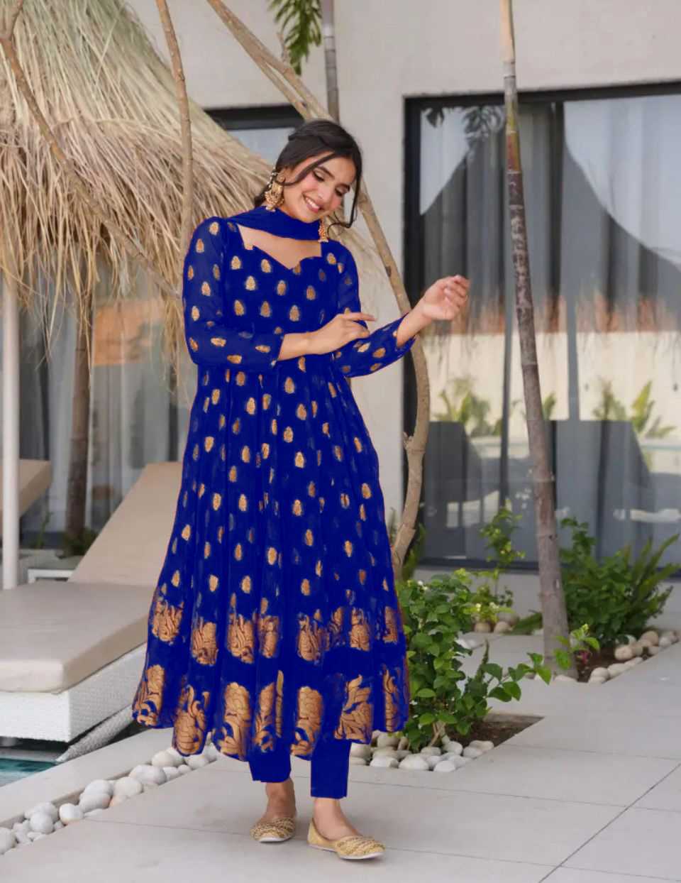 Ynf Faux Georgette KESH523 299 Gowns Wholesale Embroidery Gowns Party Wear Gowns Designer Gowns Manufacturer