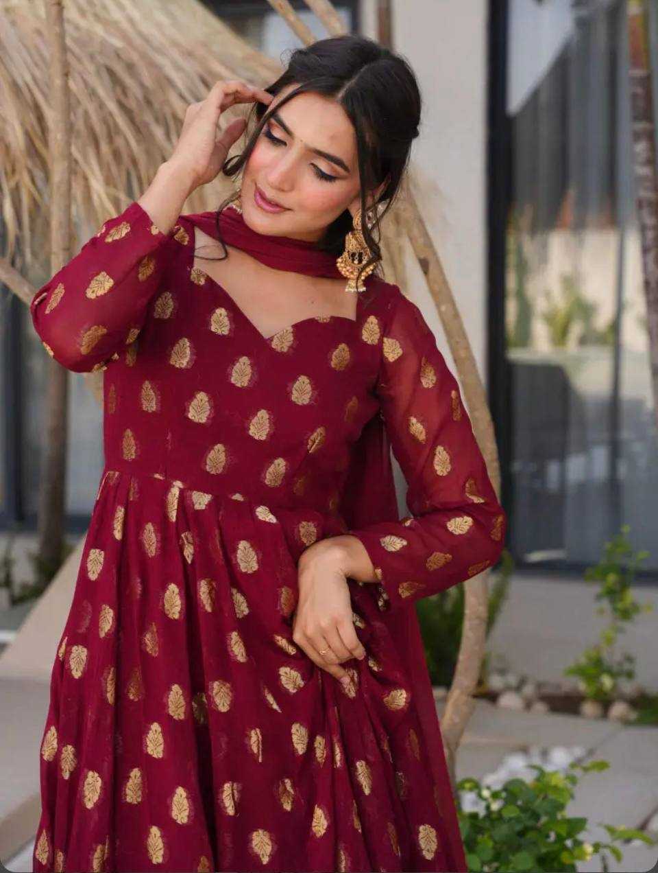 Ynf Faux Georgette KESH523 299 Gowns Wholesale Embroidery Gowns Party Wear Gowns Designer Gowns Manufacturer