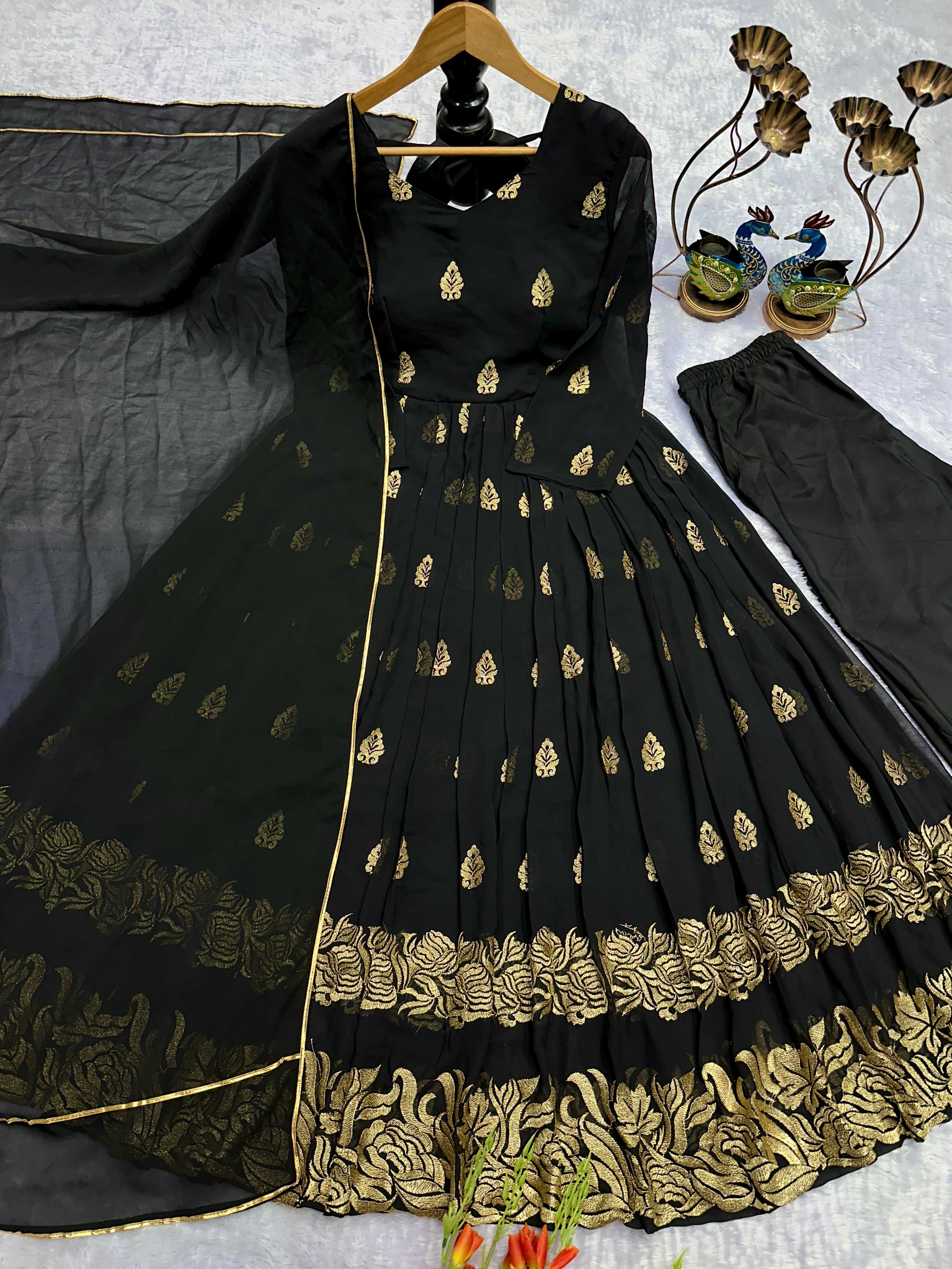 Ynf Faux Georgette KESH523 299 Gowns Wholesale Embroidery Gowns Party Wear Gowns Designer Gowns Manufacturer