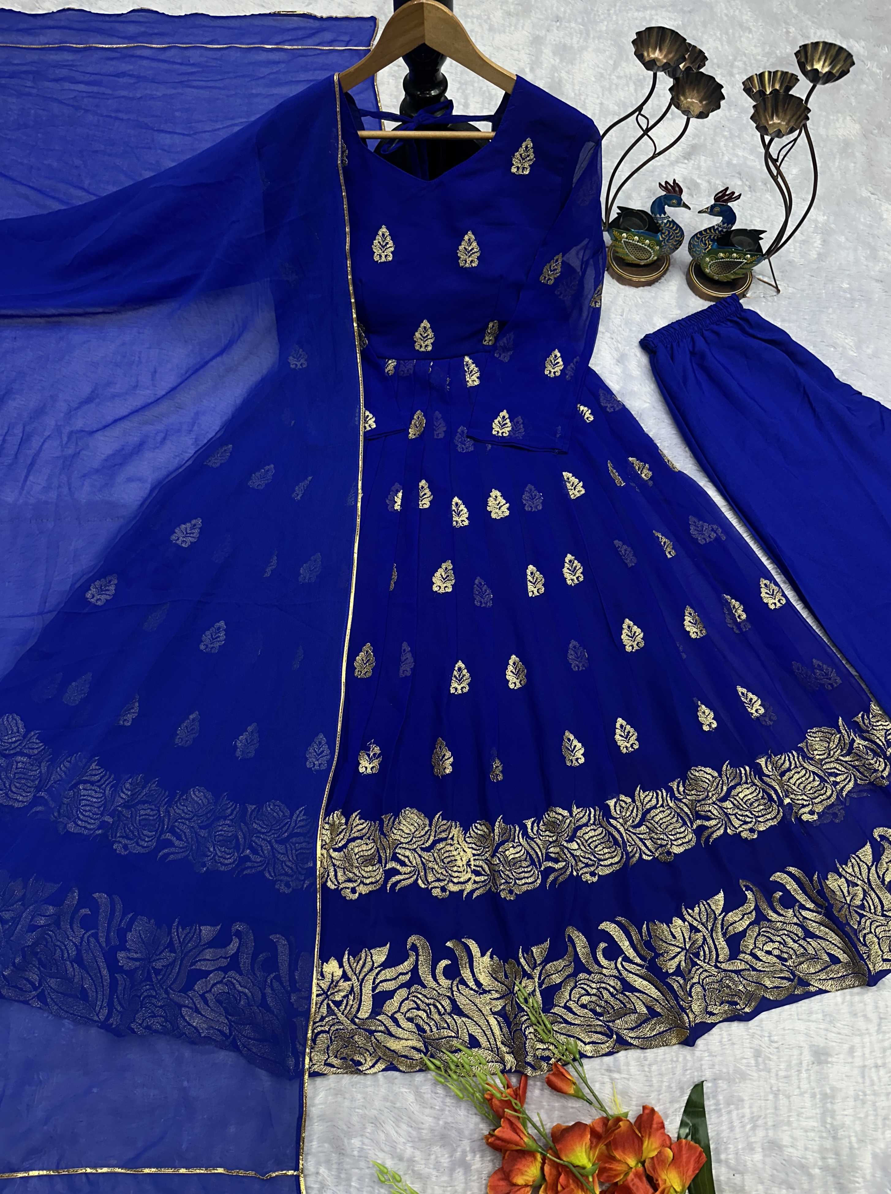 Ynf Faux Georgette KESH523 299 Gowns Wholesale Embroidery Gowns Party Wear Gowns Designer Gowns Manufacturer