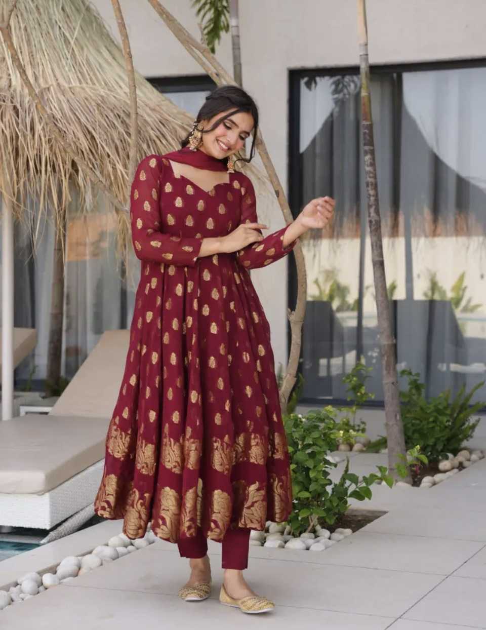 Ynf Faux Georgette KESH523 299 Gowns Wholesale Embroidery Gowns Party Wear Gowns Designer Gowns Manufacturer