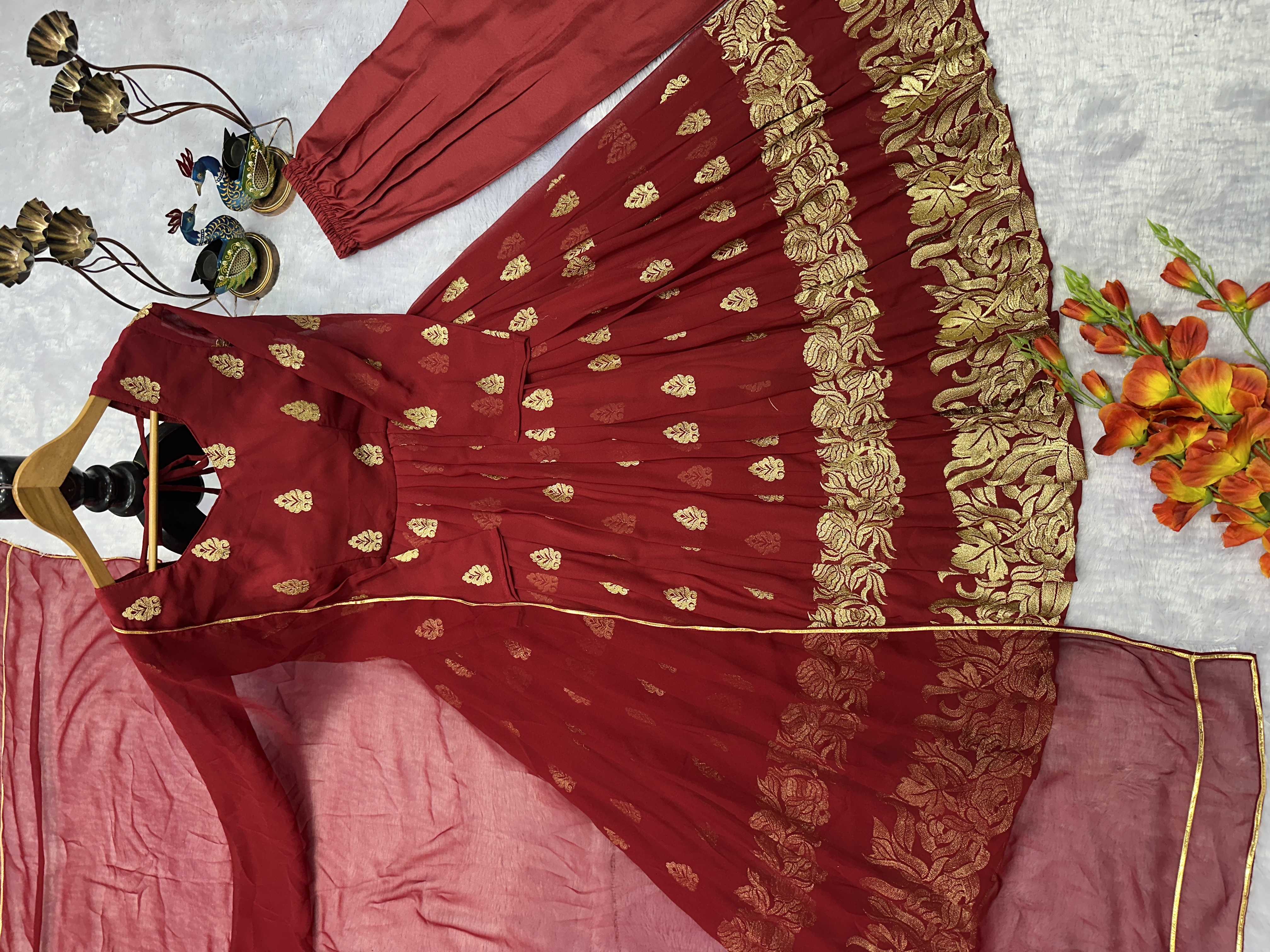 Ynf Faux Georgette KESH523 299 Gowns Wholesale Embroidery Gowns Party Wear Gowns Designer Gowns Manufacturer