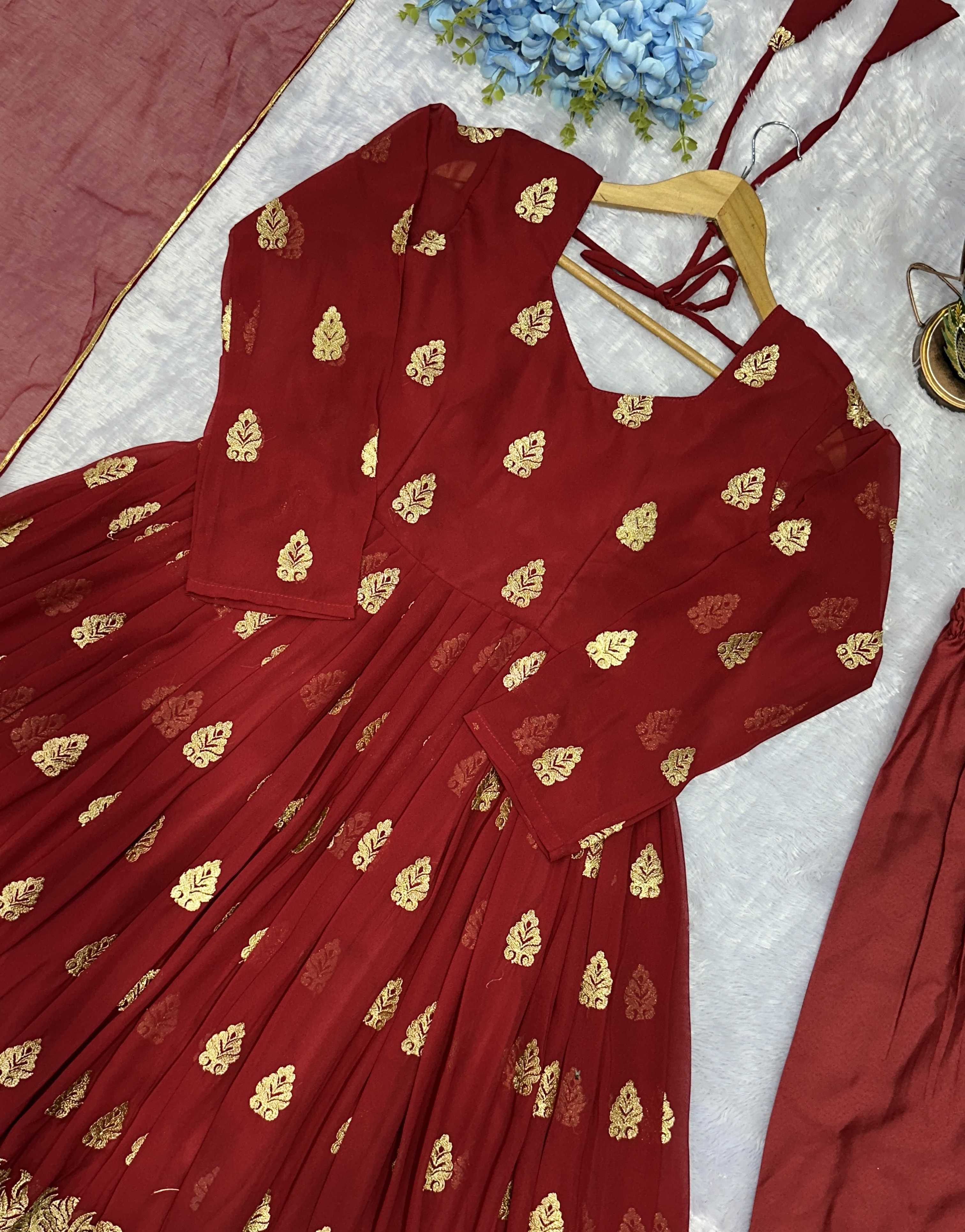 Ynf Faux Georgette KESH523 299 Gowns Wholesale Embroidery Gowns Party Wear Gowns Designer Gowns Manufacturer