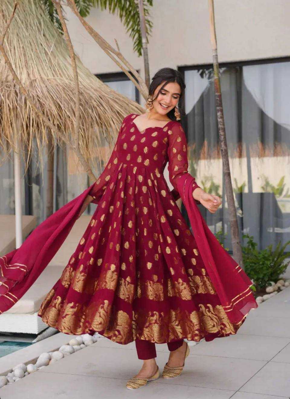Ynf Faux Georgette KESH523 299 Gowns Wholesale Embroidery Gowns Party Wear Gowns Designer Gowns Manufacturer