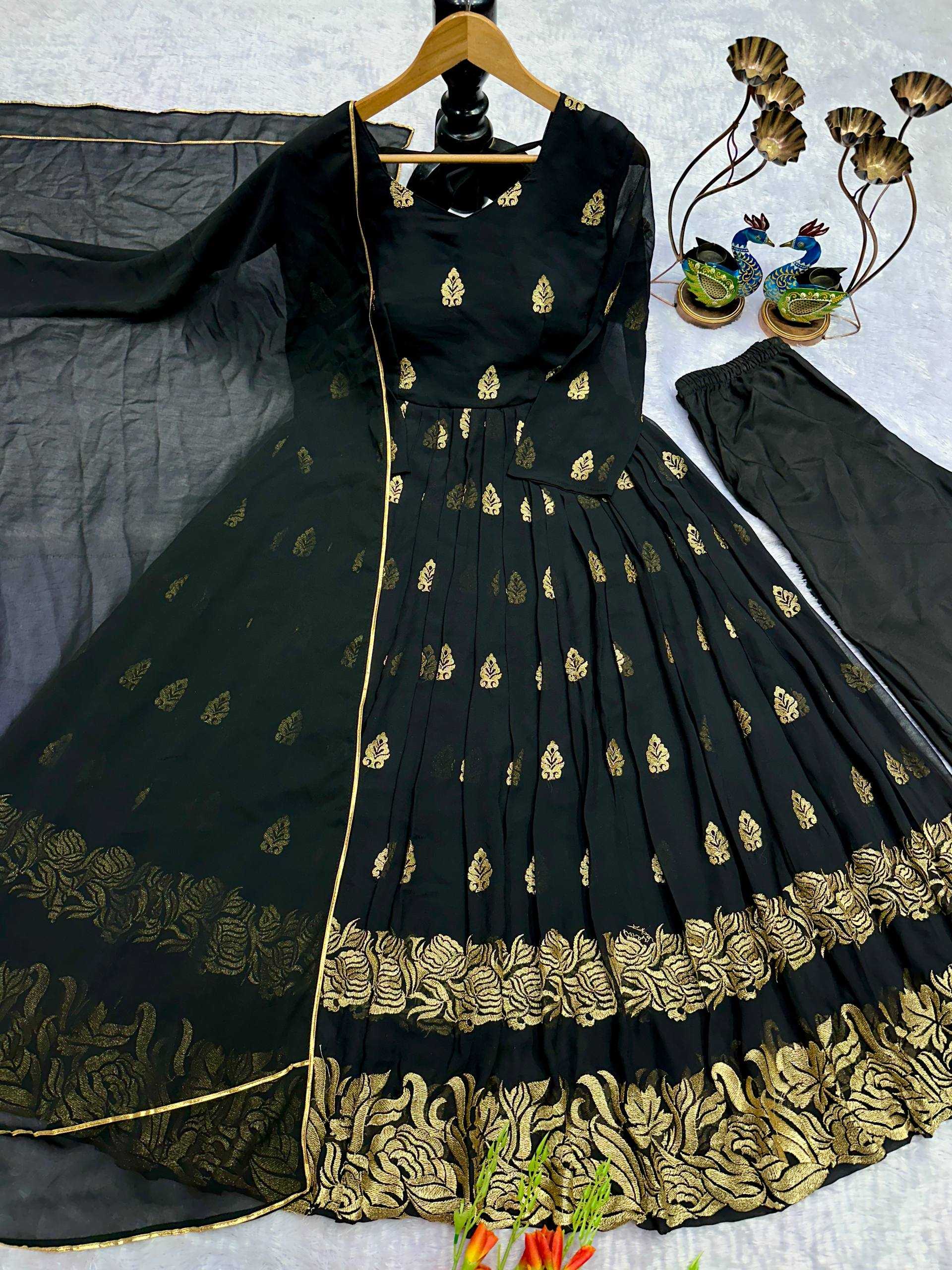 Ynf Faux Georgette KESH523 299 Gowns Wholesale Embroidery Gowns Party Wear Gowns Designer Gowns Manufacturer