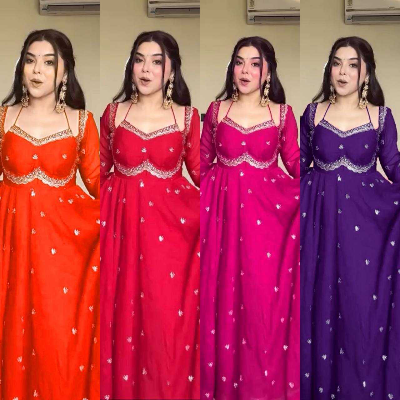 Ynf Georgette KESH513 519 Gowns Wholesale Embroidery Gowns Anarkali Gown Georgette Gown Manufacturer