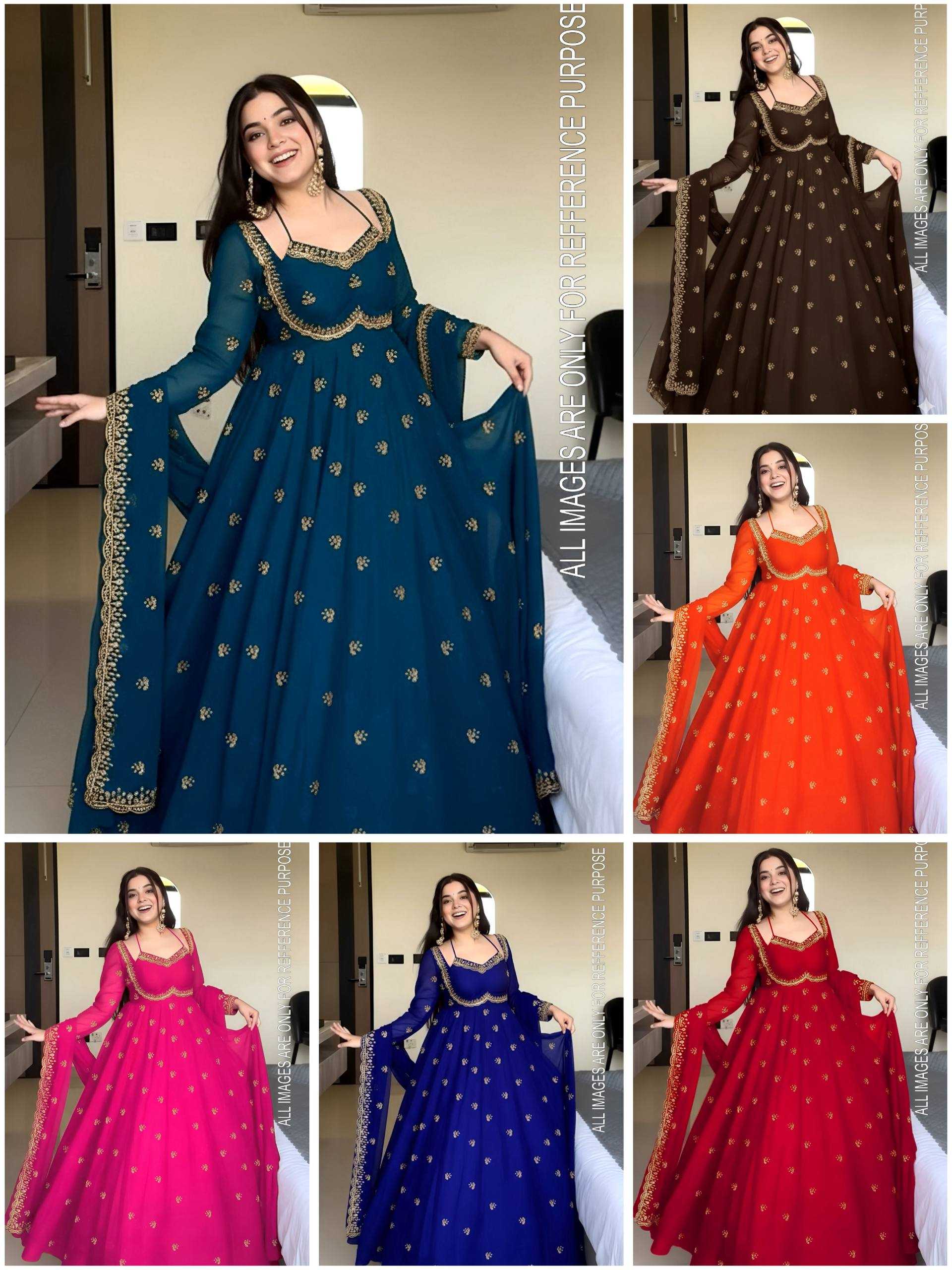 Ynf Georgette KESH533 ON5143 Gowns Wholesale Embroidery Gowns Anarkali Gown Georgette Gown Manufacturer