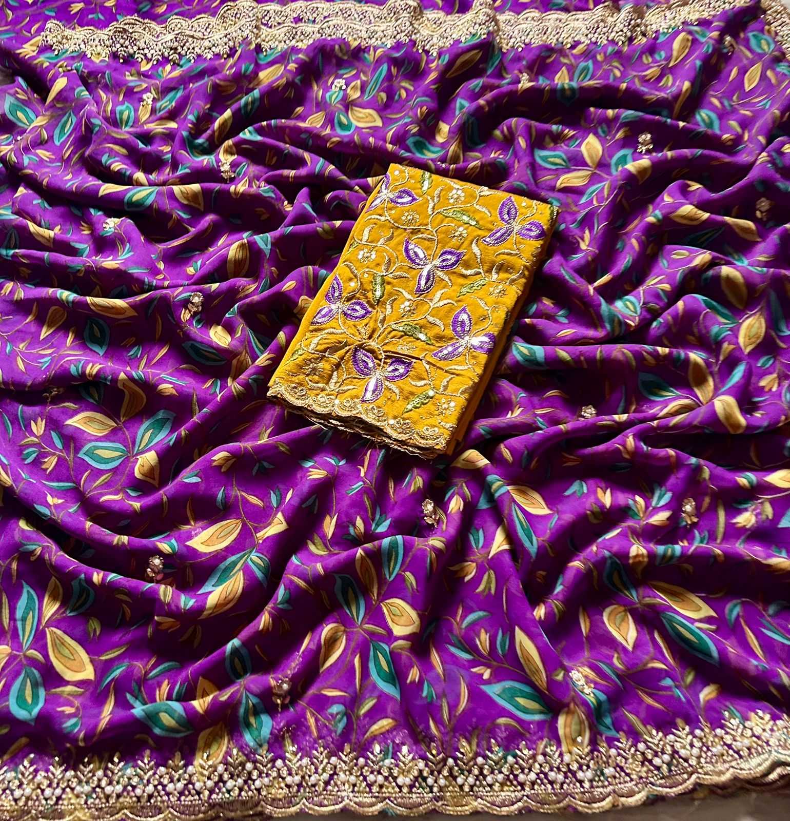 Ynf Georgette KESH622 print Sarees Wholesale Georgette Sarees Embroidered Sarees Printed Georgette Saree Manufacturer