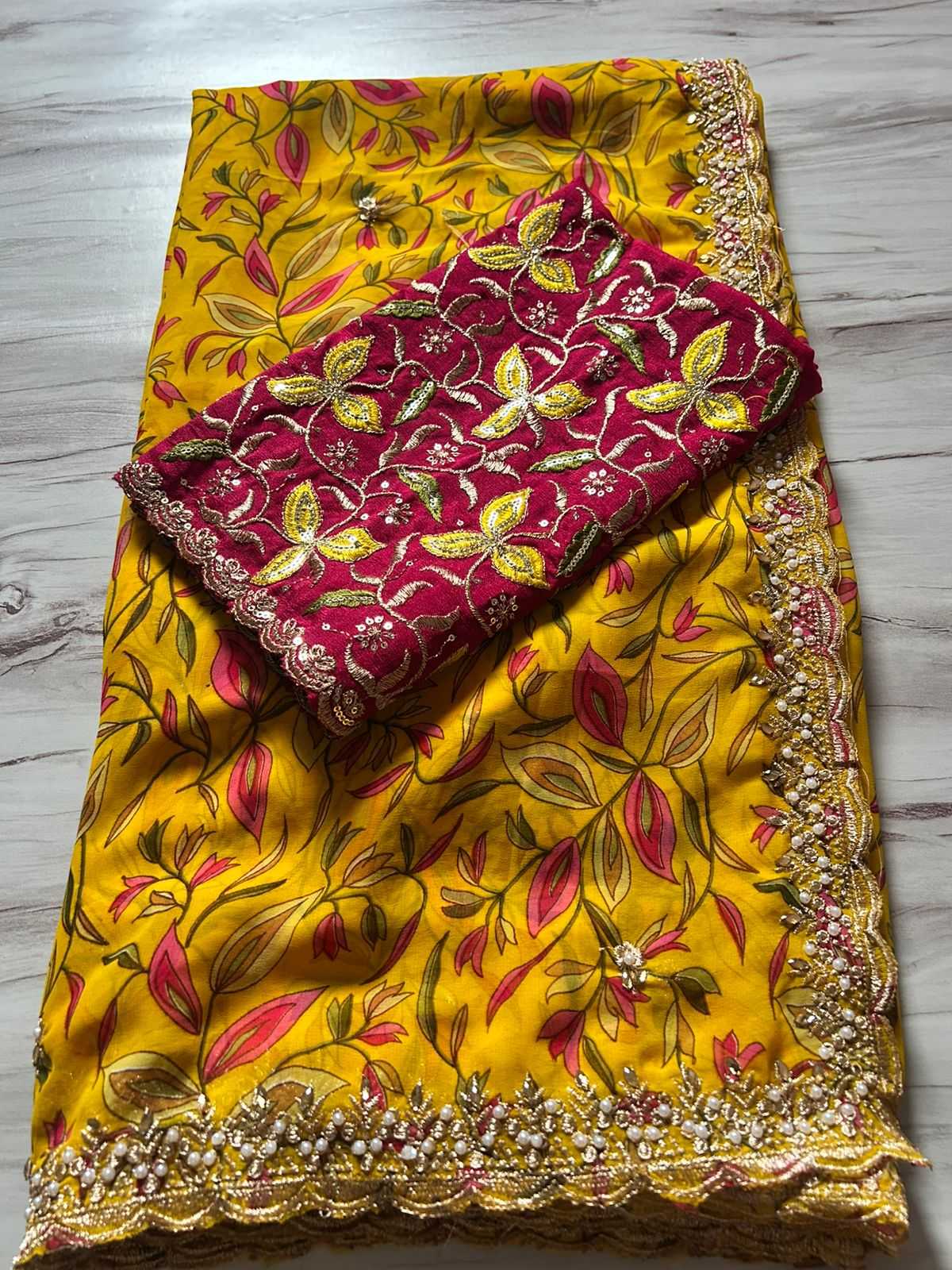 Ynf Georgette KESH622 print Sarees Wholesale Georgette Sarees Embroidered Sarees Printed Georgette Saree Manufacturer