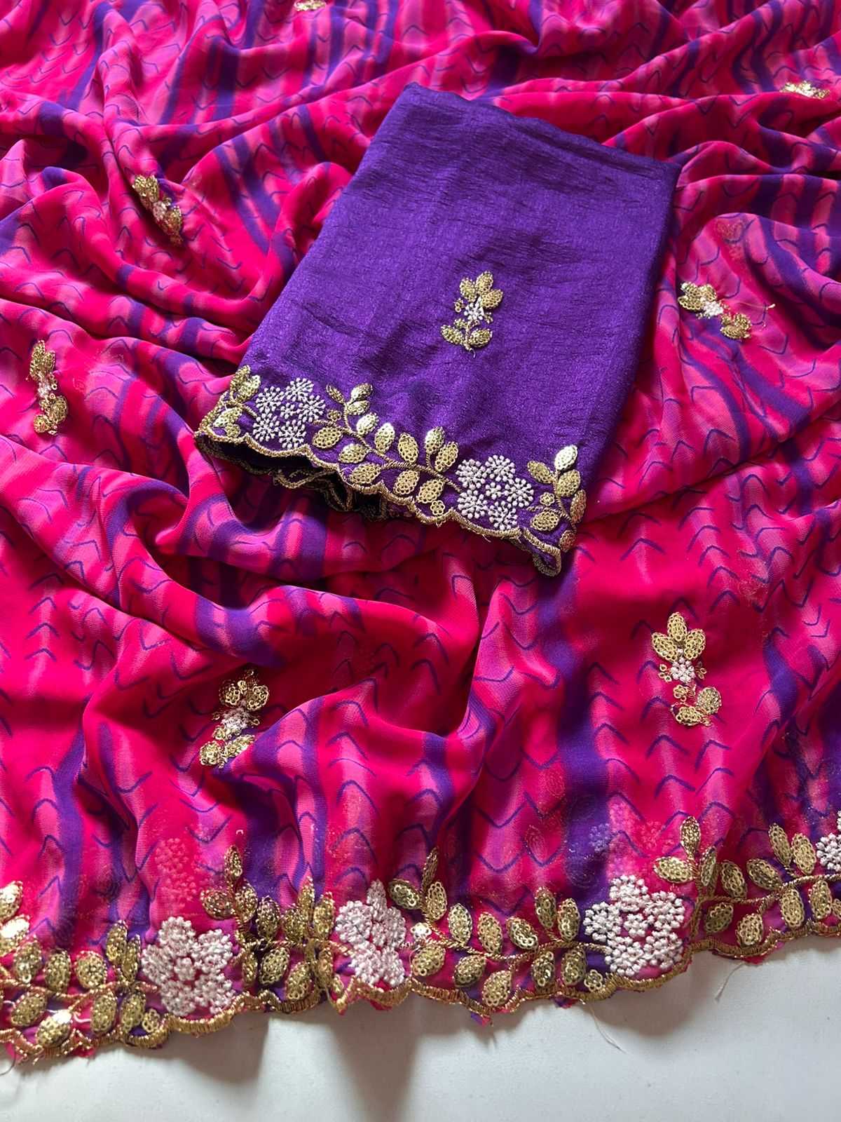 Ynf Georgette KESH622 shiboro Sarees Wholesale Georgette Sarees Embroidered Sarees Printed Georgette Saree Manufacturer