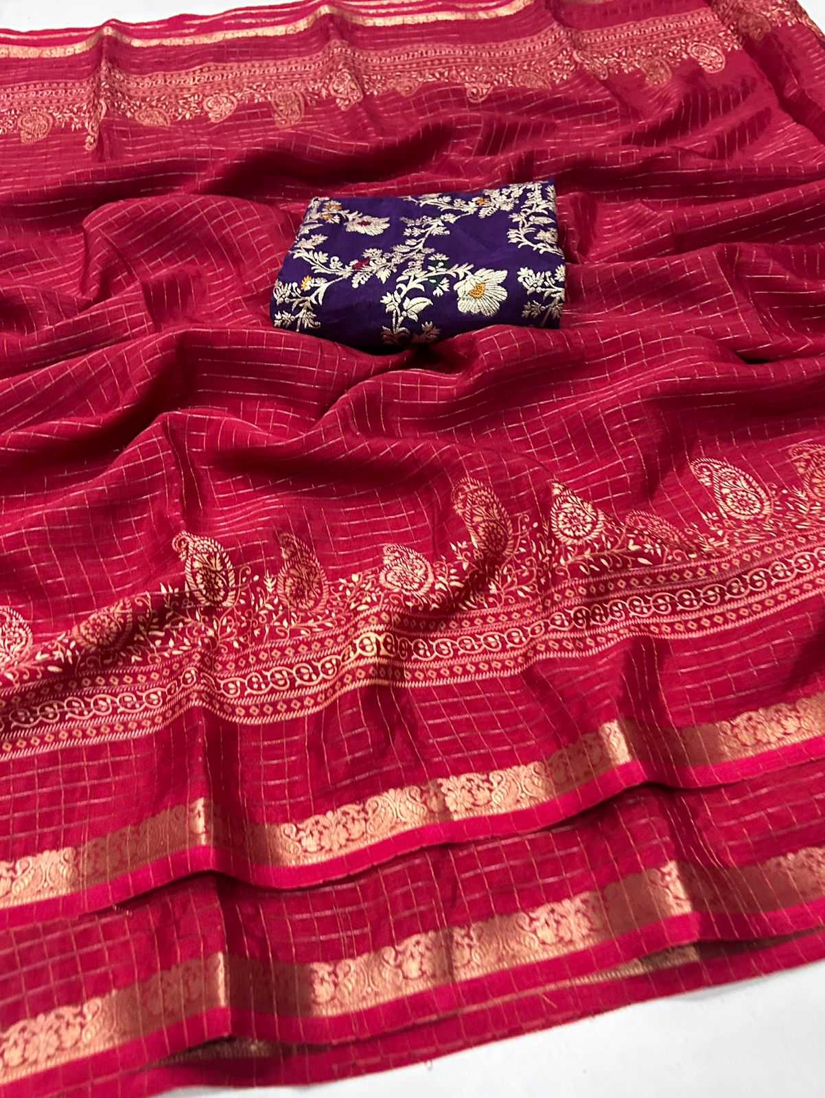 Ynf Georgette KESH622 Weaving Sarees Wholesale Georgette Sarees Ladies Sarees Red Sarees Manufacturer