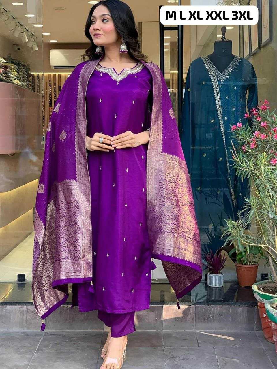 Ynf Heavy Roman Silk KESH613 113 Suits & Dresses Plus Size Collections Wholesale Embroidery Suits Zari Work Suit Designer Suits Manufacturer