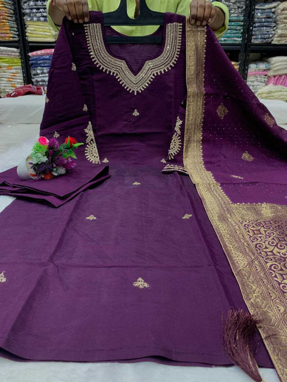 Ynf Heavy Roman Silk KESH613 113 Suits & Dresses Plus Size Collections Wholesale Embroidery Suits Zari Work Suit Designer Suits Manufacturer