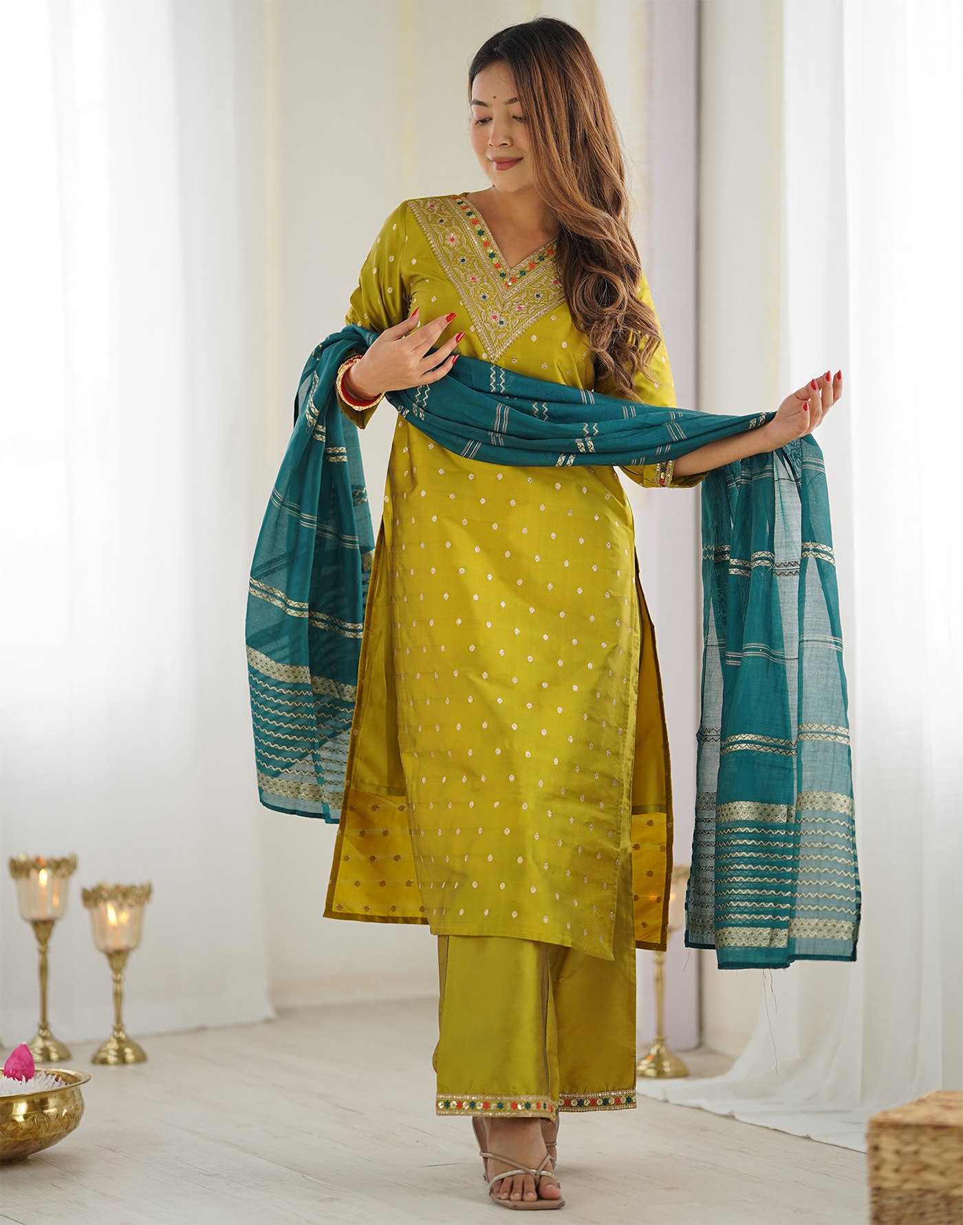 Ynf Jacquard KESH334 Kasturi Suits & Dresses Wholesale Embroidery Suits Party wear suits Yellow Salwar Suit Manufacturer