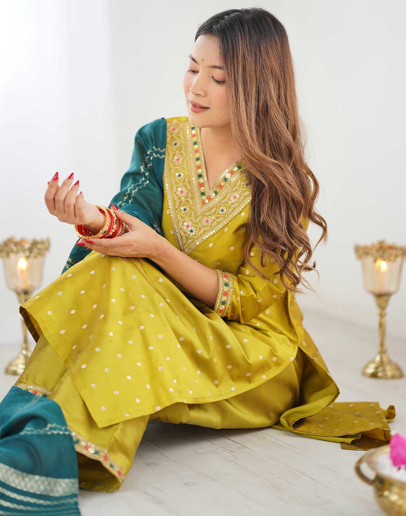 Ynf Jacquard KESH334 Kasturi Suits & Dresses Wholesale Embroidery Suits Party wear suits Yellow Salwar Suit Manufacturer