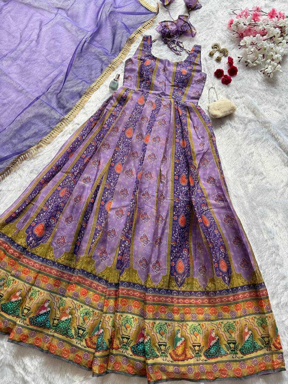 Ynf Organza Silk KESH154 315 Gowns Wholesale Printed Gowns Anarkali Gown Designer Gowns Manufacturer