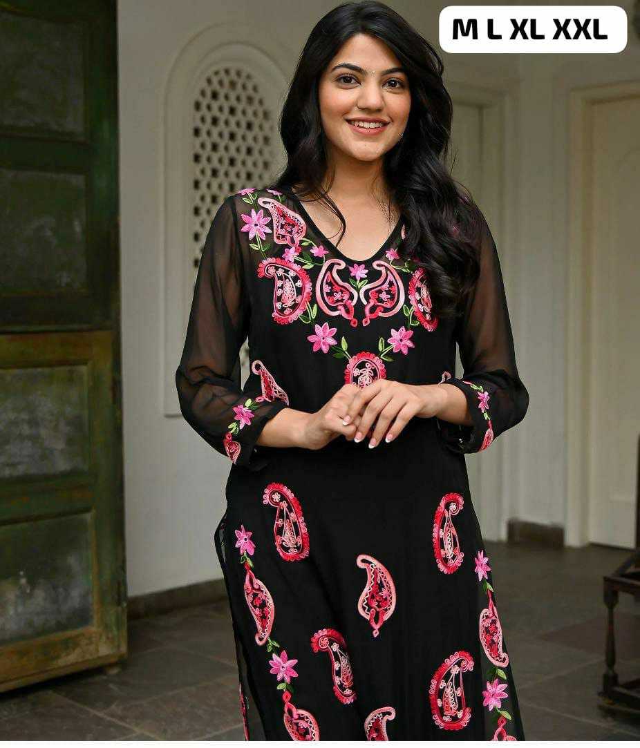 Ynf Rayon KESH613 075 Kurti Festive Collections Wholesale Rayon Kurtis Kurtis With Bottom Chikankari Kurtis Manufacturer