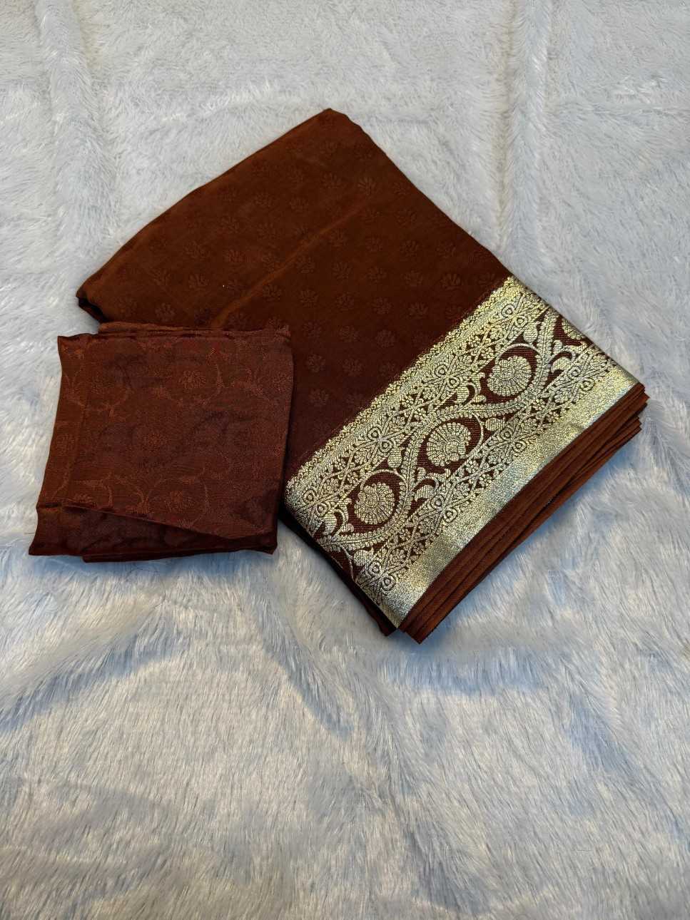 Ynf Viscouse Crushed Georgette KESH604 GAURI Silk Sarees Wholesale Party Wear Silk Sarees Designer Silk Sarees Festival Silk Sarees Manufacturer