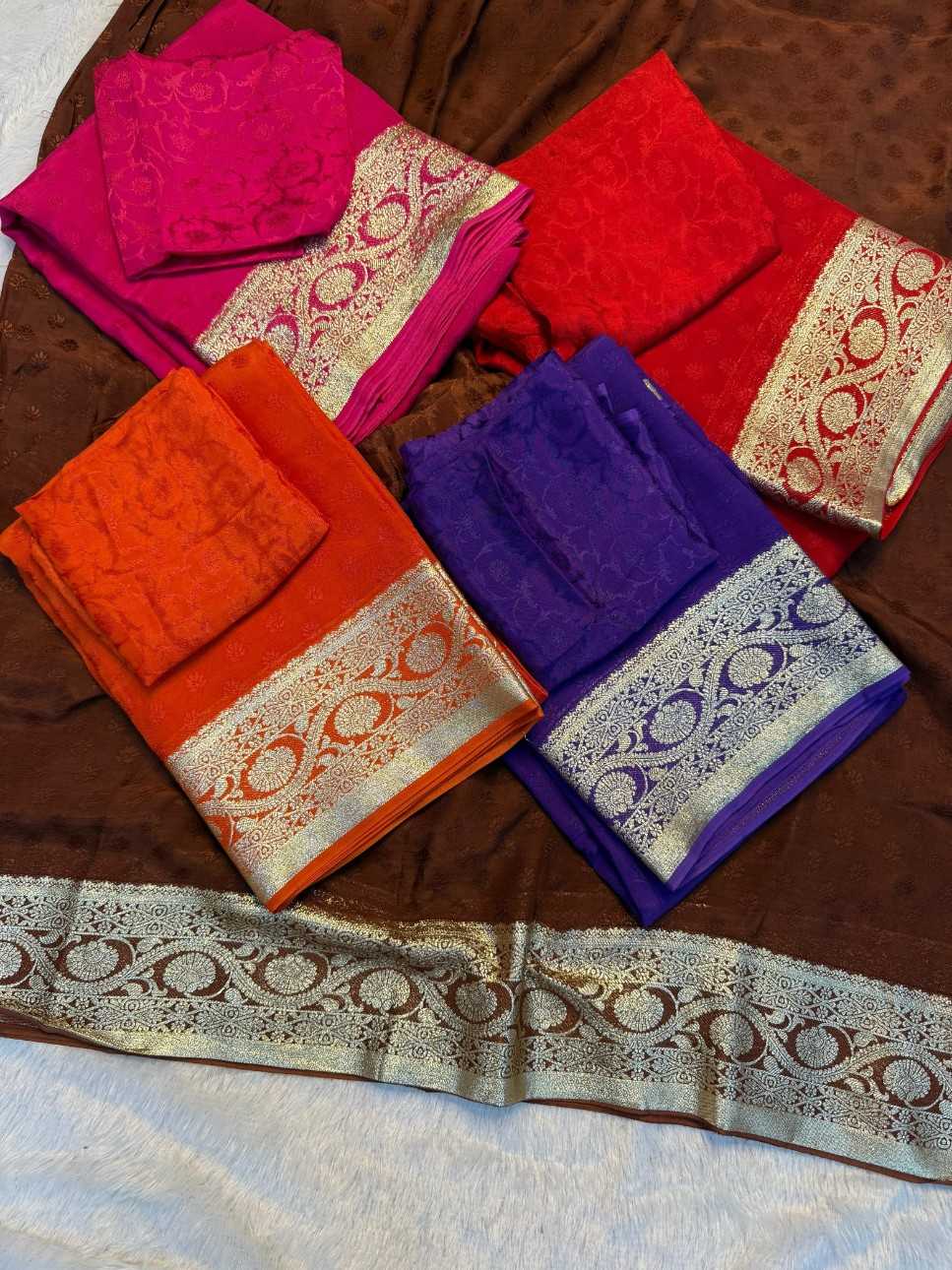 Ynf Viscouse Crushed Georgette KESH604 GAURI Silk Sarees Wholesale Party Wear Silk Sarees Designer Silk Sarees Festival Silk Sarees Manufacturer