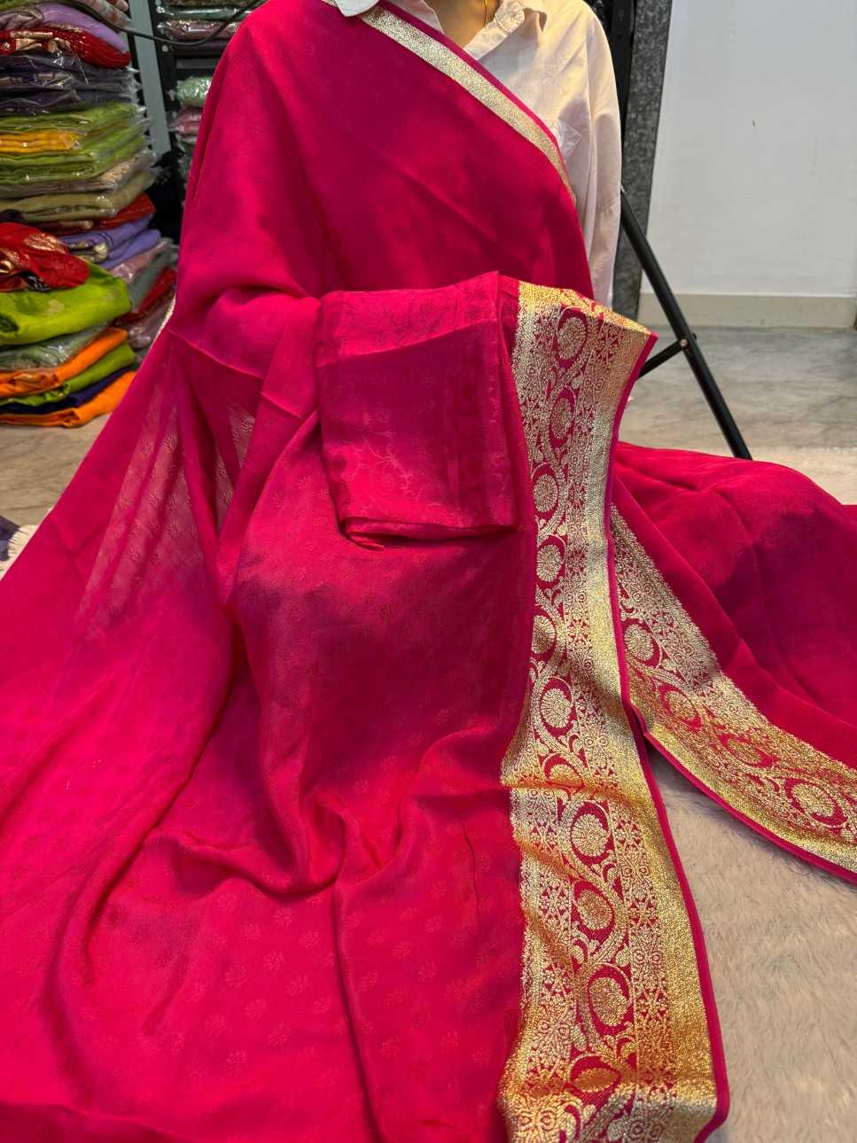 Ynf Viscouse Crushed Georgette KESH604 GAURI Silk Sarees Wholesale Party Wear Silk Sarees Designer Silk Sarees Festival Silk Sarees Manufacturer